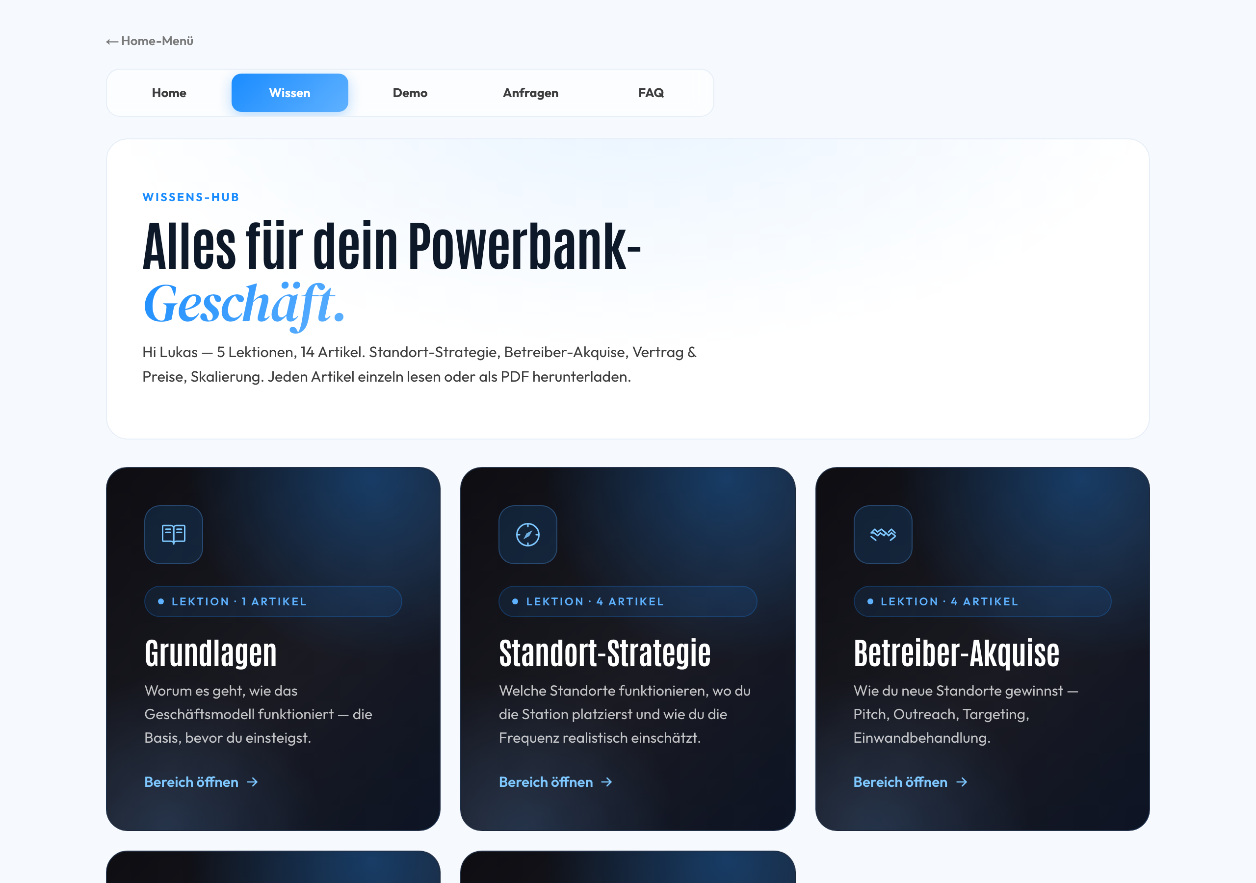 Wissens-Hub mit 5 Lektionen